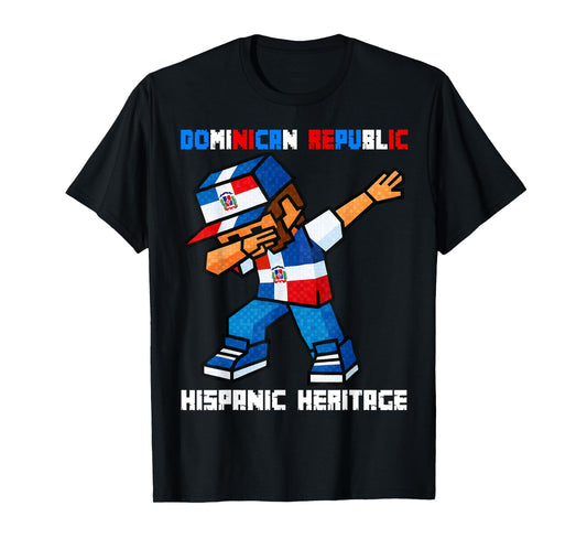 Dominican Republic Dab Boy Game Pixel Hispanic Heritage Kids T-Shirt