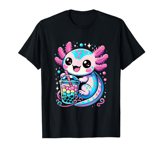 Axolotl Boba Tea Kawaii Neko Japanese Bubble Tea for Girls T-Shirt