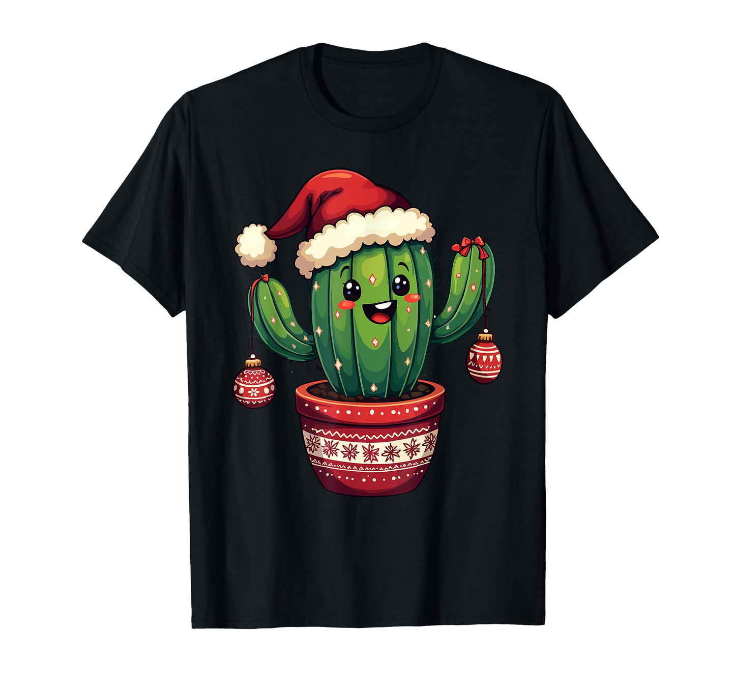Cactus Santa Hat Funny Christmas Xmas Men Women Kids T-Shirt