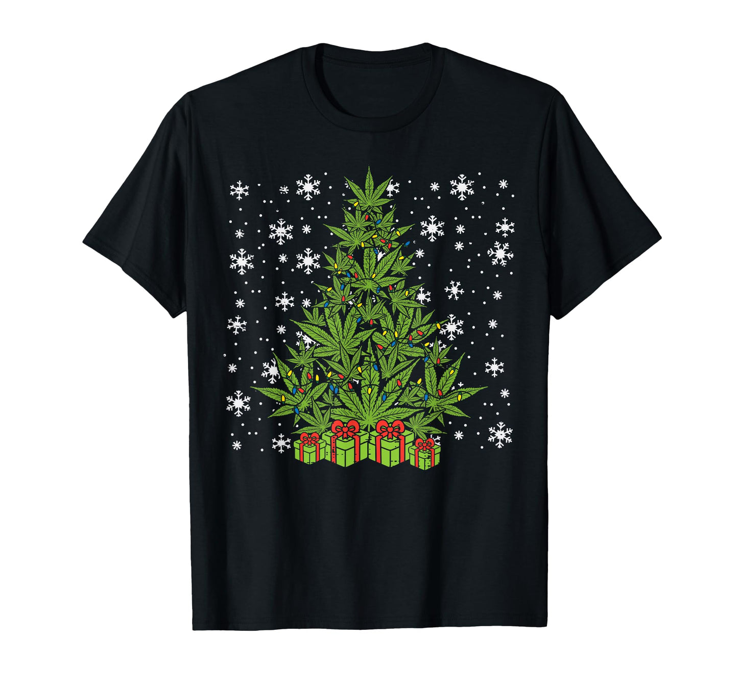 Weed Christmas Tree Funny Xmas Cannabis 420 Pot Men Women T-Shirt