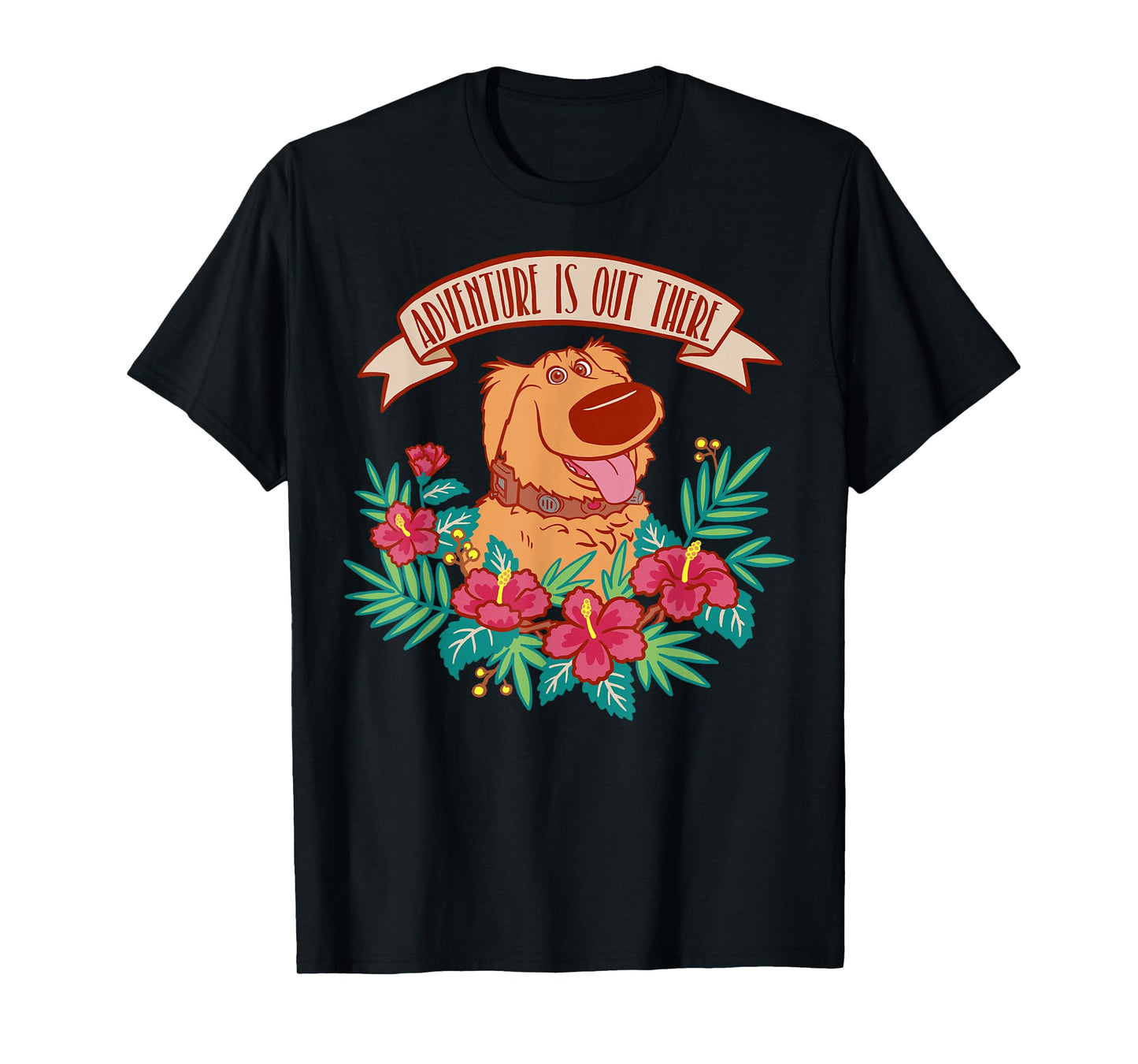 Disney Pixar Up Dug Adventure is Out There Floral T-Shirt Small