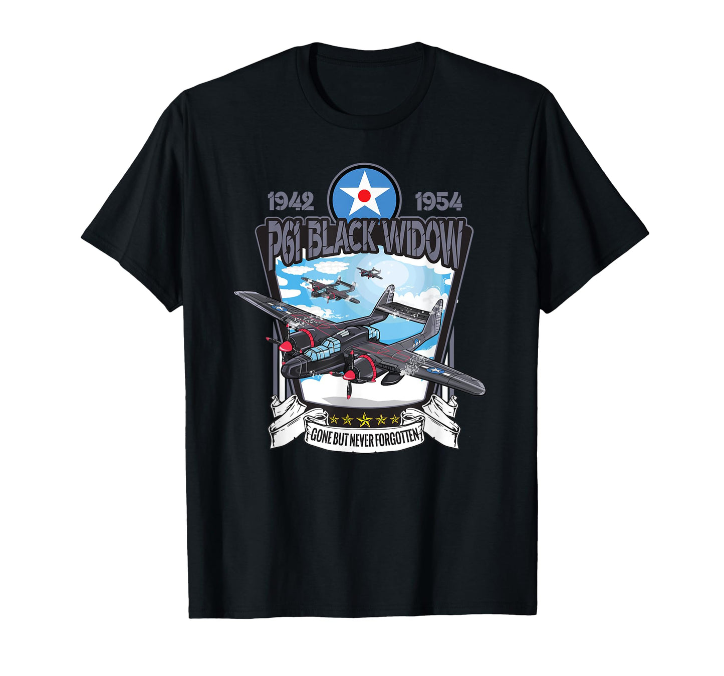World War 2 P61 Black Widow Fighter Airplane T-Shirt
