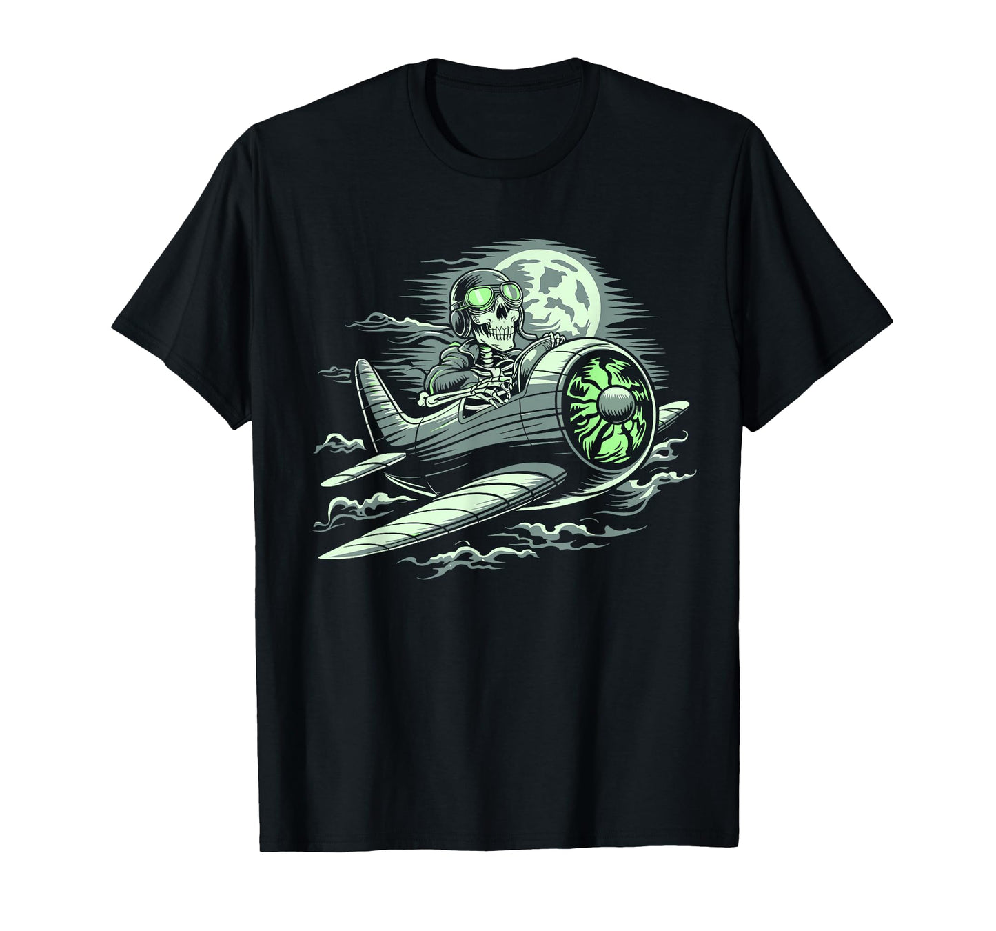 Funny Skeleton Pilot Airplane Lovers Spooky Halloween T-Shirt