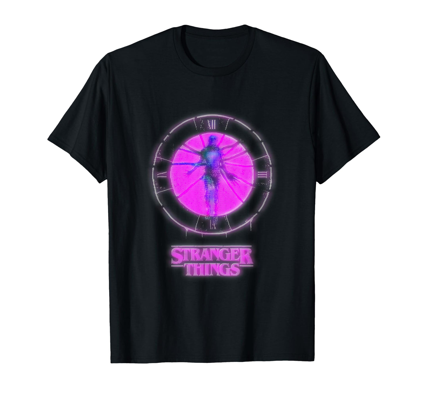 Stranger Things Season 5 Vecna Retro Neon Pink Clock Shot T-Shirt