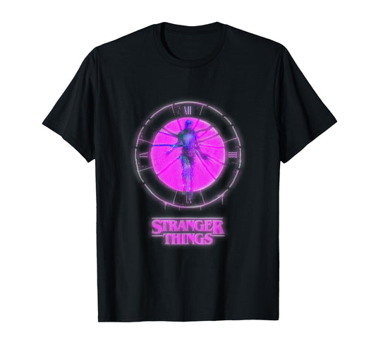 Stranger Things Season 5 Vecna Retro Neon Pink Clock Shot T-Shirt