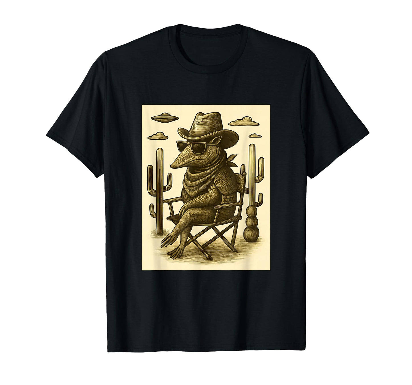 Vintage Cowboy Armadillo Sunglasses Animal Alien UFO Western T-Shirt