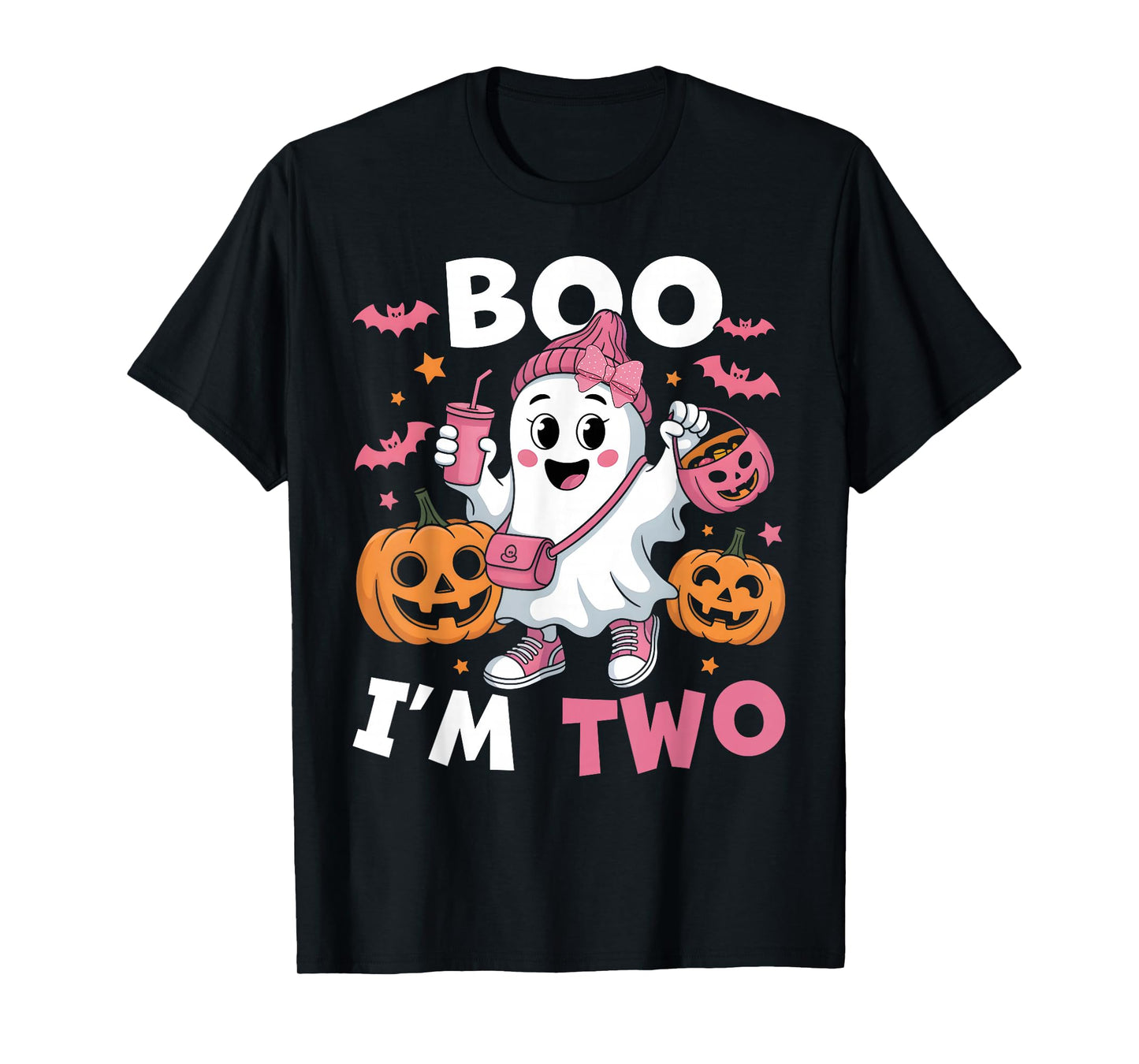 Ghost Boo I'm Two 2nd Birthday Kids Halloween Groovy T-Shirt