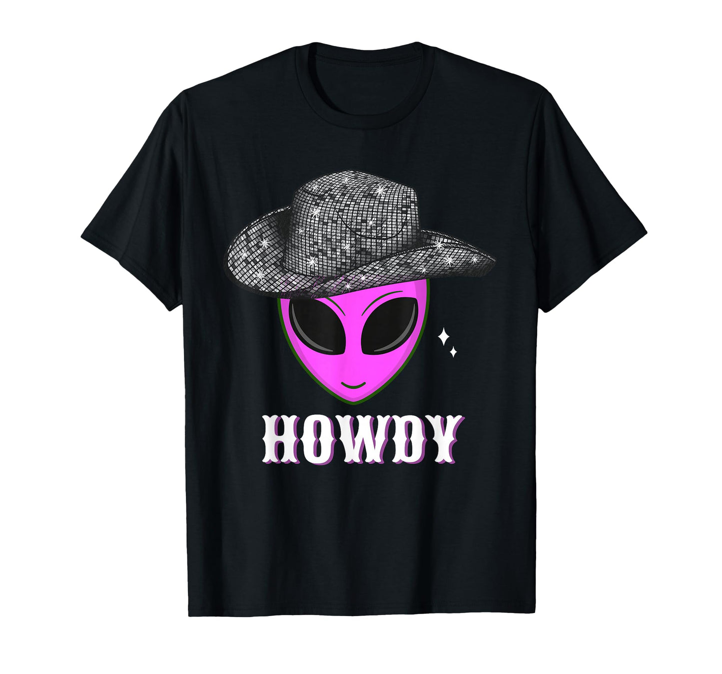 Cool Cowboy Hat Alien Howdy Space Western Disco Theme T-Shirt