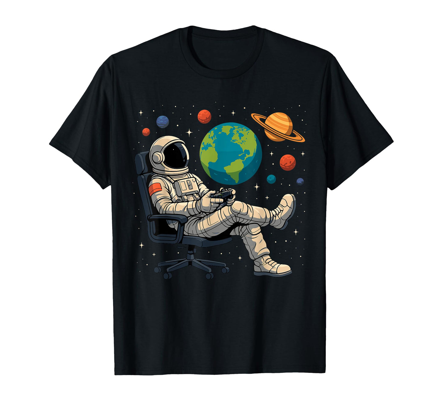 Astronaut Video Games Space Gaming System Planets T-Shirt