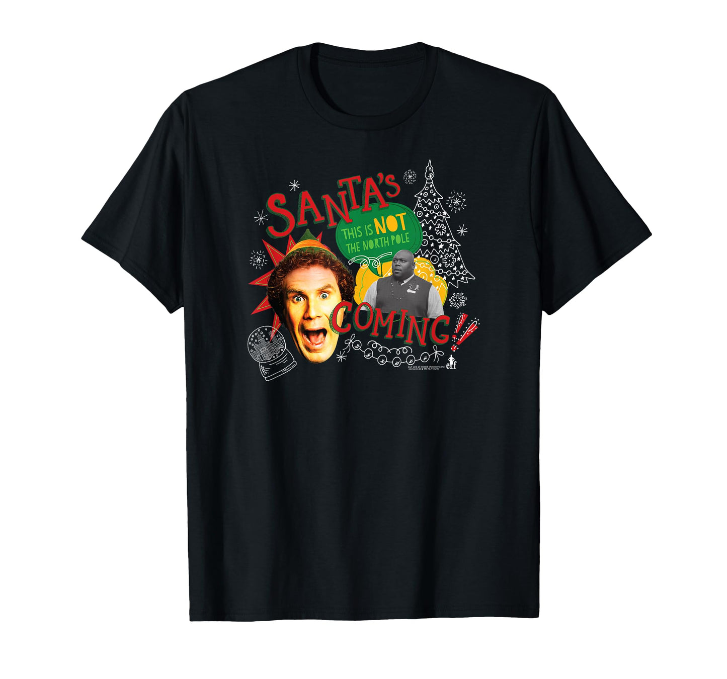 Elf Santa's Coming Buddy Collage Funny Christmas T-Shirt