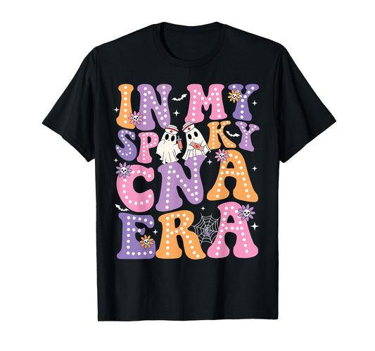 Groovy In My Spooky CNA Era Ghost Nurse Halloween Nursing T-Shirt