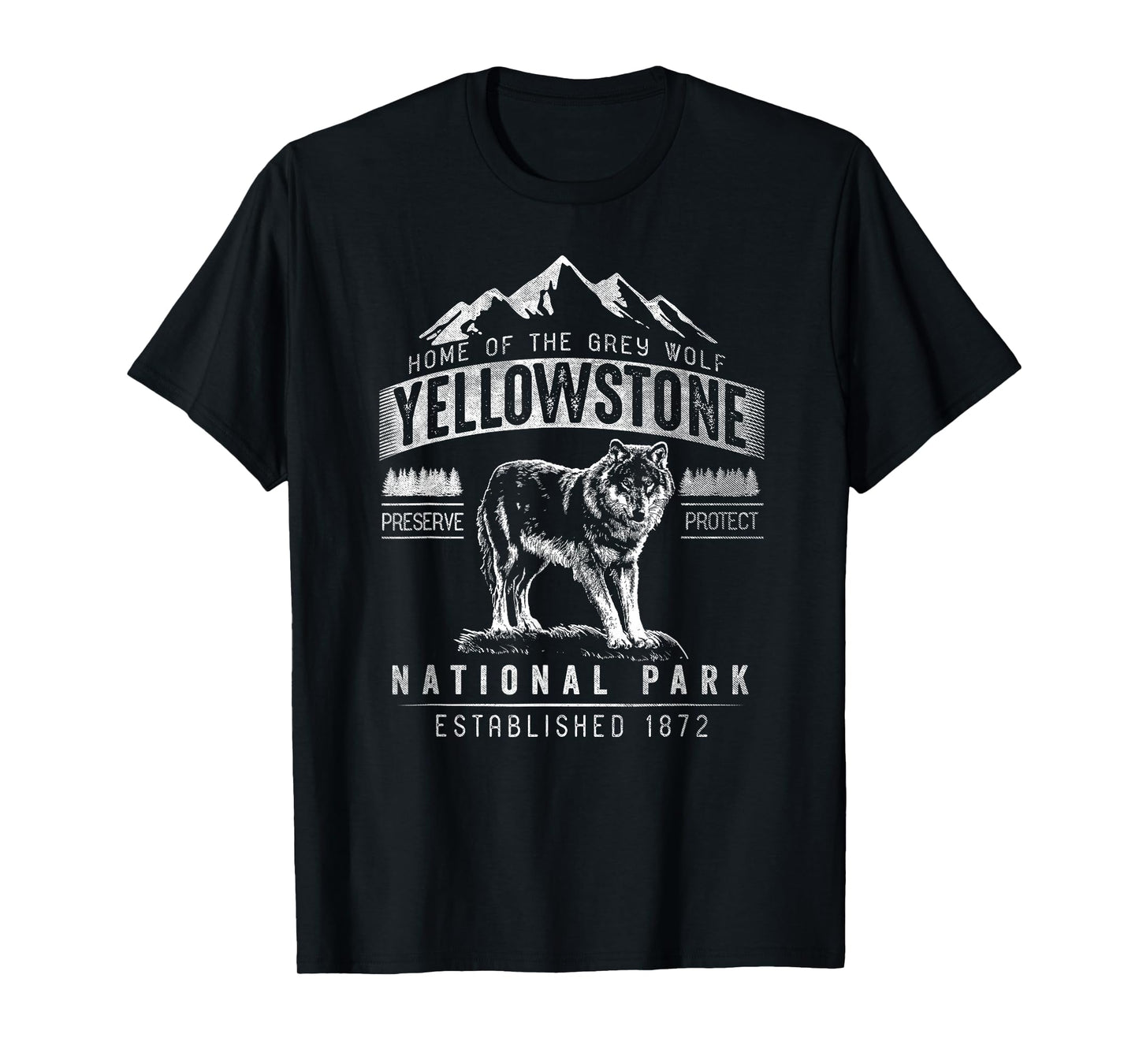 Vintage Grey Wolf Yellowstone National Park T-Shirt