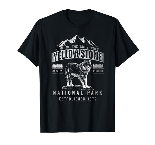 Vintage Grey Wolf Yellowstone National Park T-Shirt