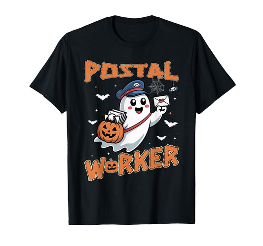 Postal Worker Pumpkin Post Office Staff Ghost Halloween Men T-Shirt