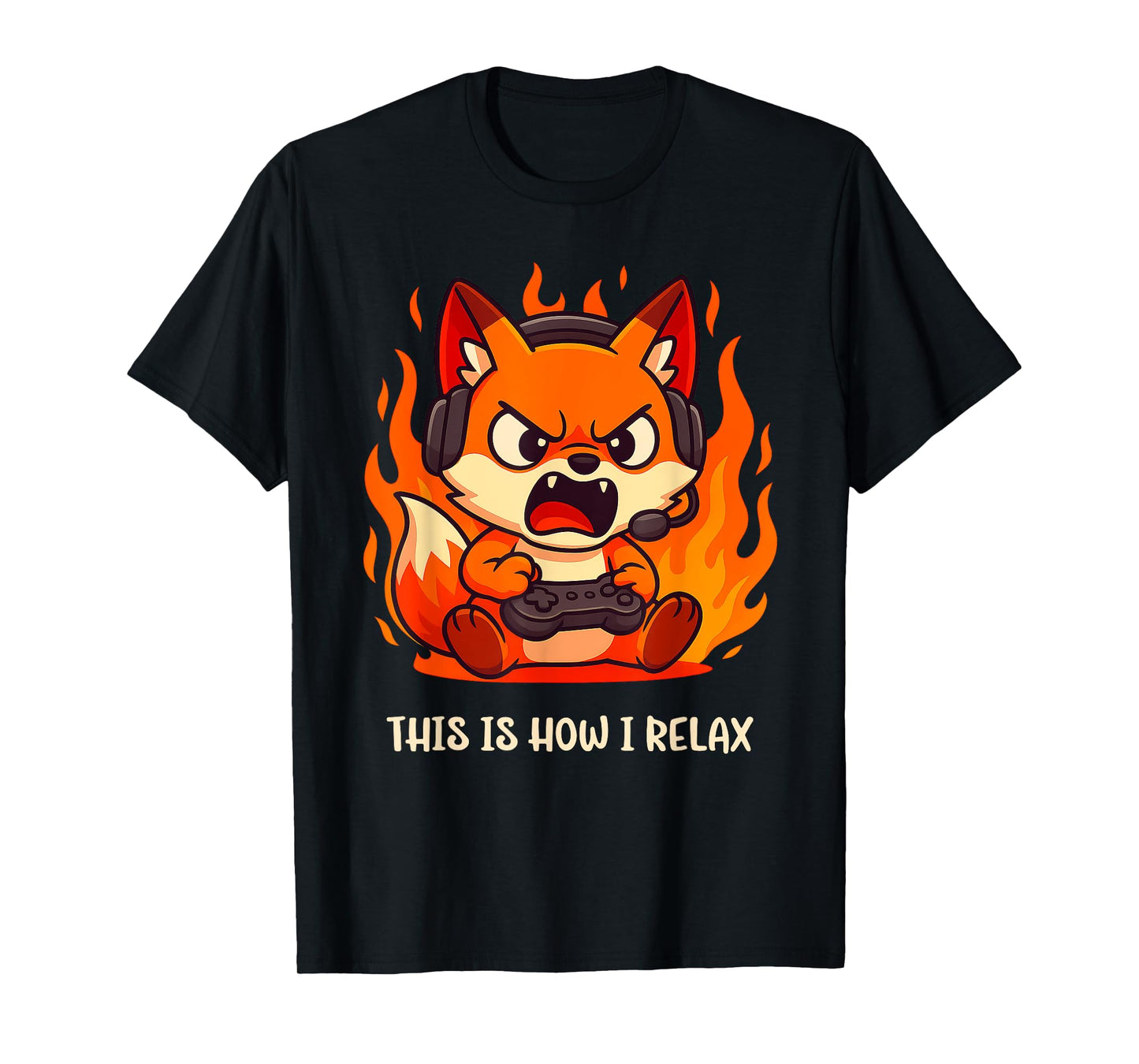 Angry Gamer Kitsune Fox This Is How I Relax Japanese Anime T-Shirt