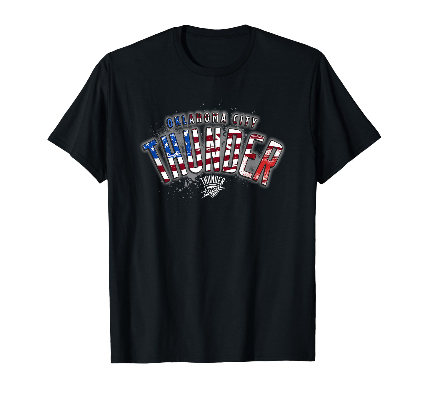 NBA Oklahoma City Thunder American Flag Distressed Paint T-Shirt