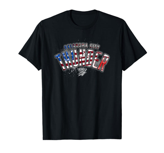 NBA Oklahoma City Thunder American Flag Distressed Paint T-Shirt