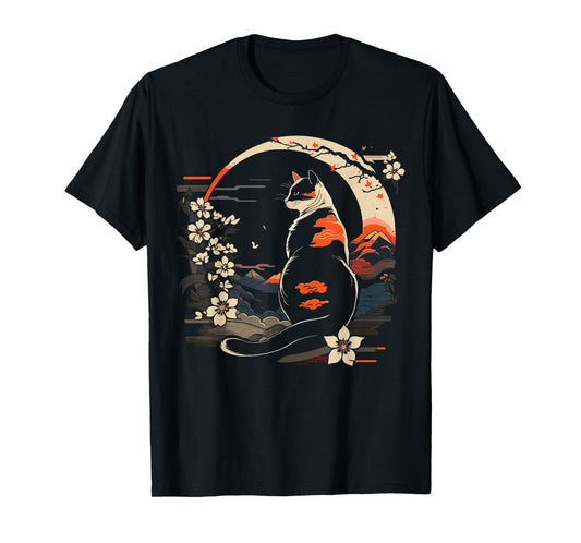 Kawaii Cat Anime Japanese Retro Men Women Kids Funny Cat T-Shirt