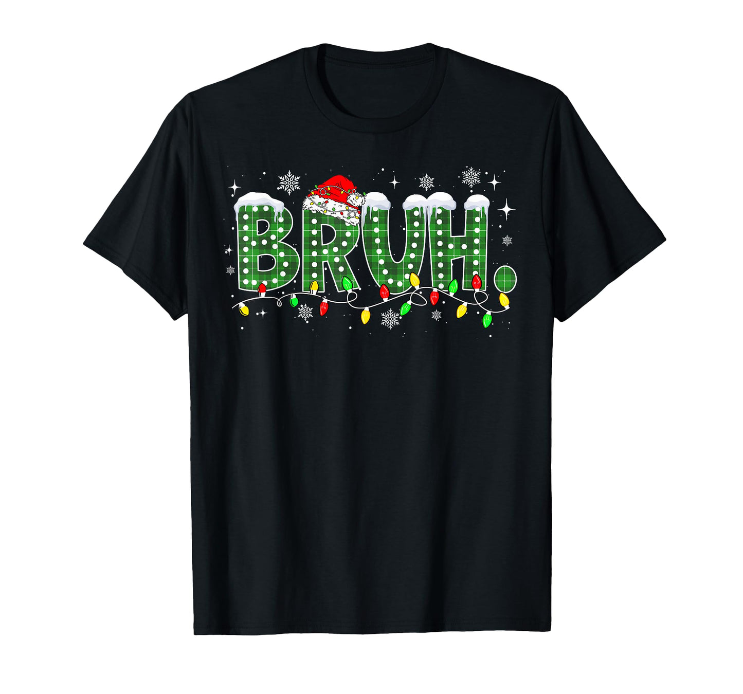Funny Bruh Christmas Pajamas Plaid Teens Boys Kids Xmas T-Shirt