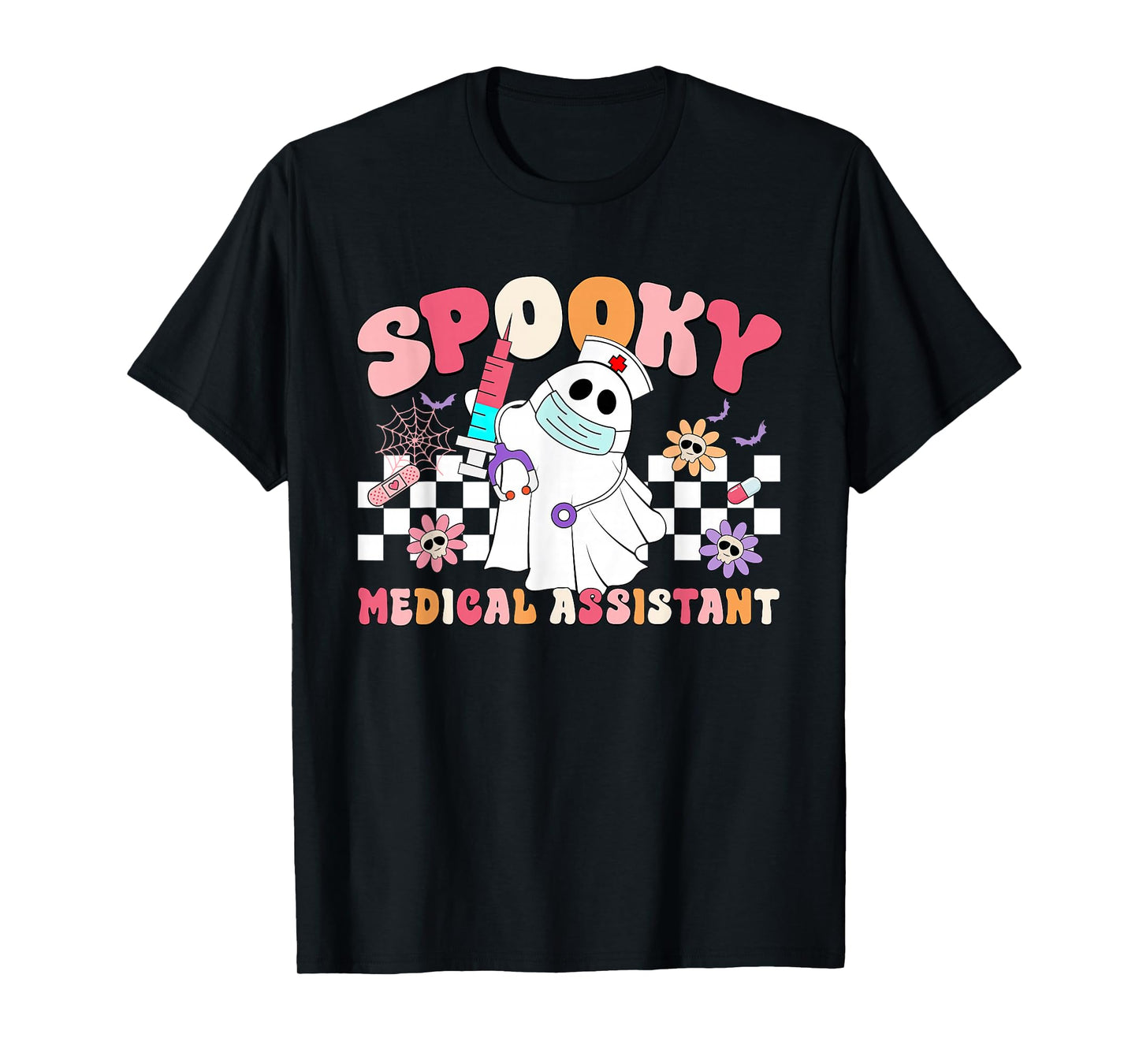 Spooky Medical Assistant Night Shift Nurse Ghost Halloween T-Shirt