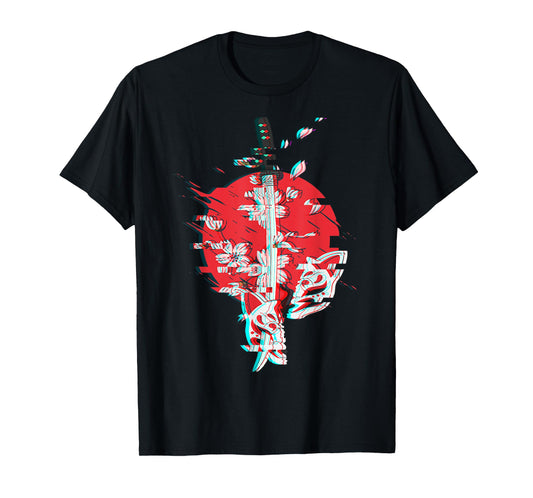 Japanese Anime Mask Kitsune Samurai Oni Monster Vaporwave T-Shirt