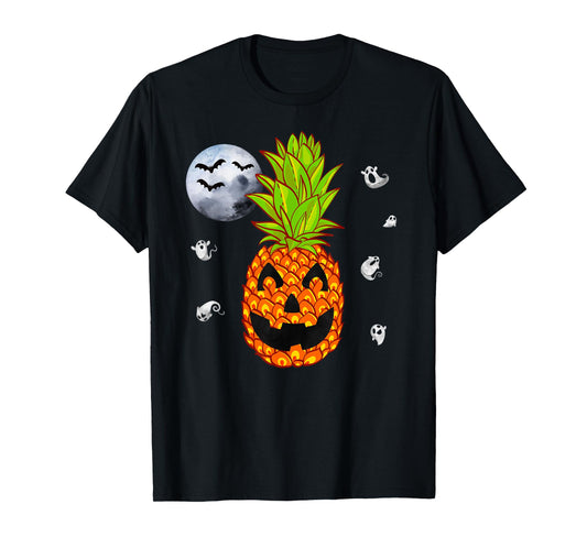 Pineapple Happy Halloween Tropical Pumpkin Hawaiian Shirts T-Shirt