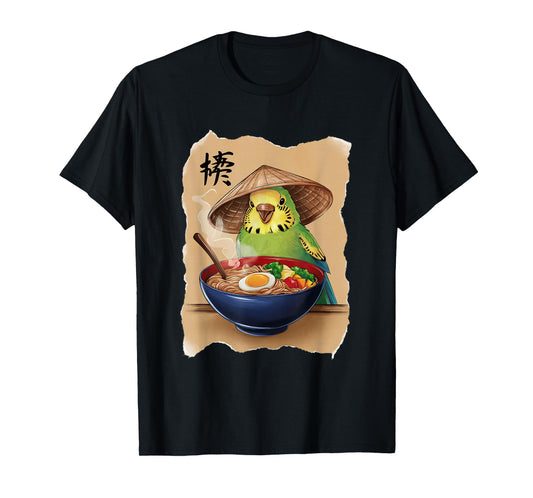 Budgie Men Woman Kawaii Eating Ramen Japanese Budgie T-Shirt
