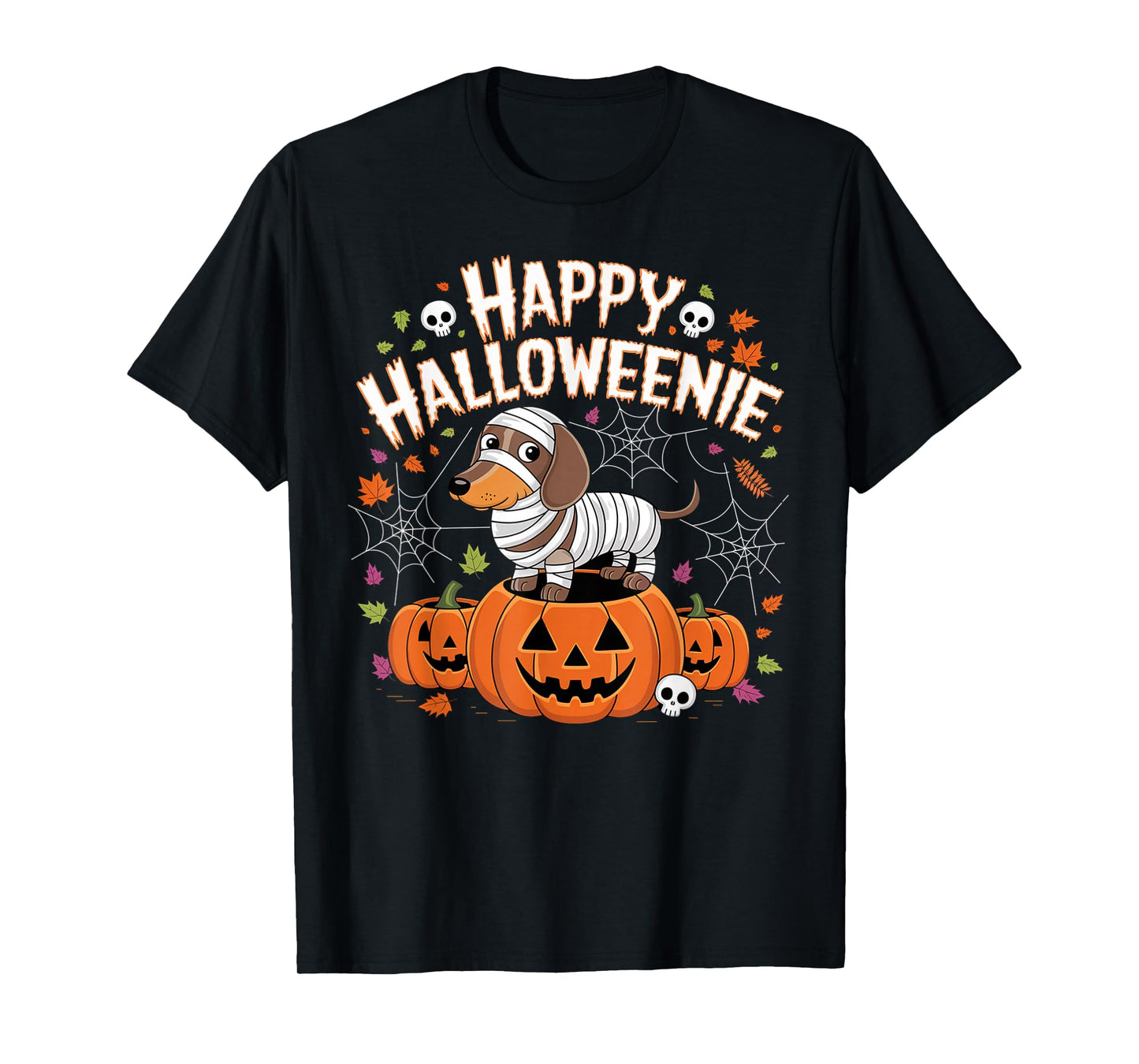 HAPPY HALLOWEENIE - Dachshund Halloween Mummy Wiener Dog T-Shirt