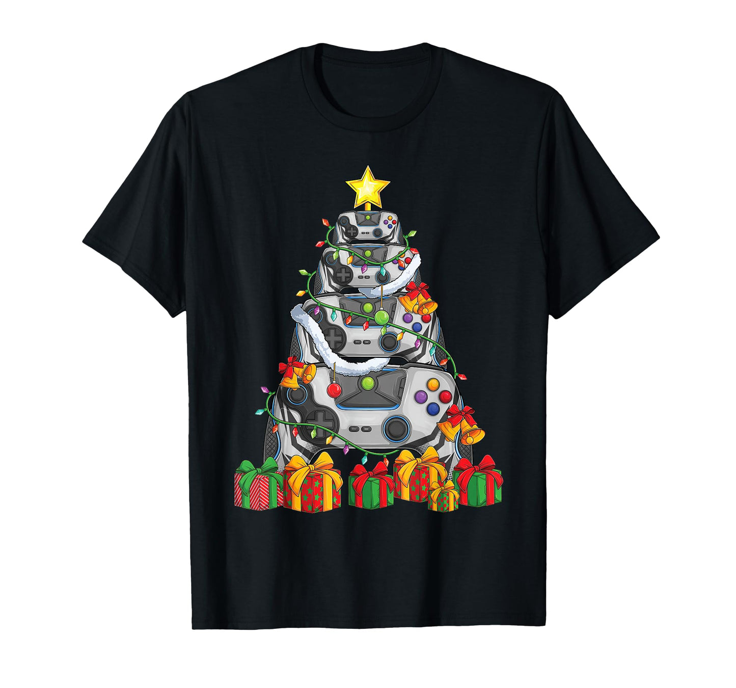 Gamer christmas tree pajamas kids boys men video games xmas T-Shirt