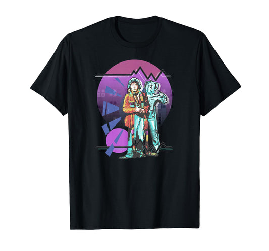 Pop Art 4th Doctor Baker Cosmic Time Travel Fan T-Shirt