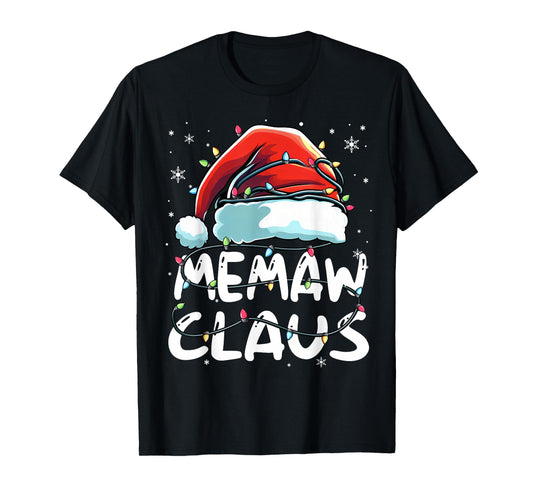 Memaw Claus Christmas Lights Matching Family Xmas Pajama T-Shirt