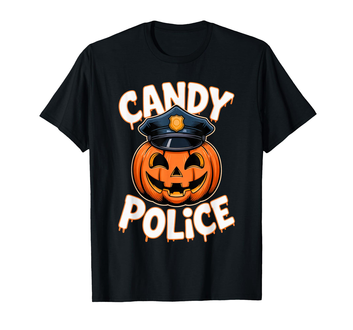 Candy Police Funny Halloween Pumpkin Jack o Lantern T-Shirt