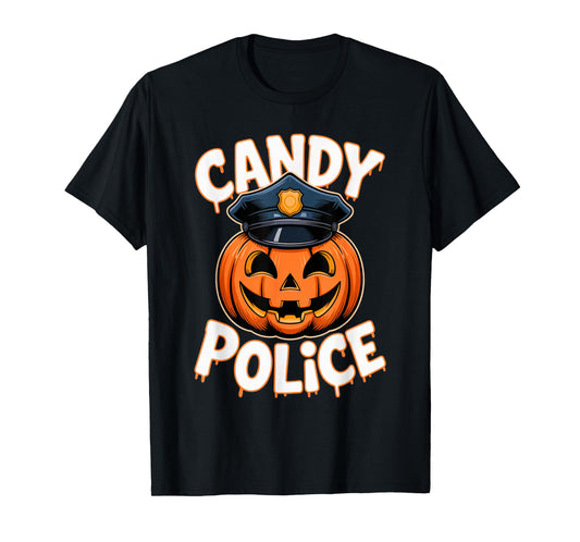 Candy Police Funny Halloween Pumpkin Jack o Lantern T-Shirt