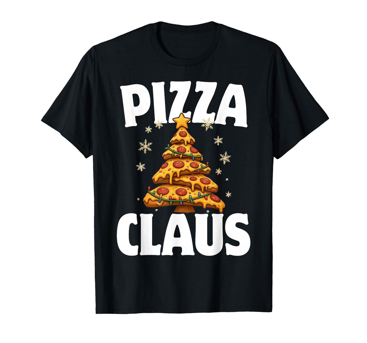 Pizza Christmas Tree Cheesy Holiday Food Pun Ugly Sweater T-Shirt