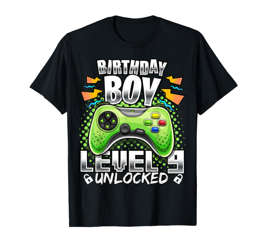 Level 9 Unlocked Video Game 9th Birthday Gamer Gift Boys T-Shirt