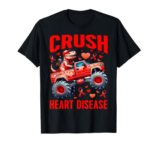 Heart Disease Awareness Month Monster Truck Toddler Boy Kids T-Shirt