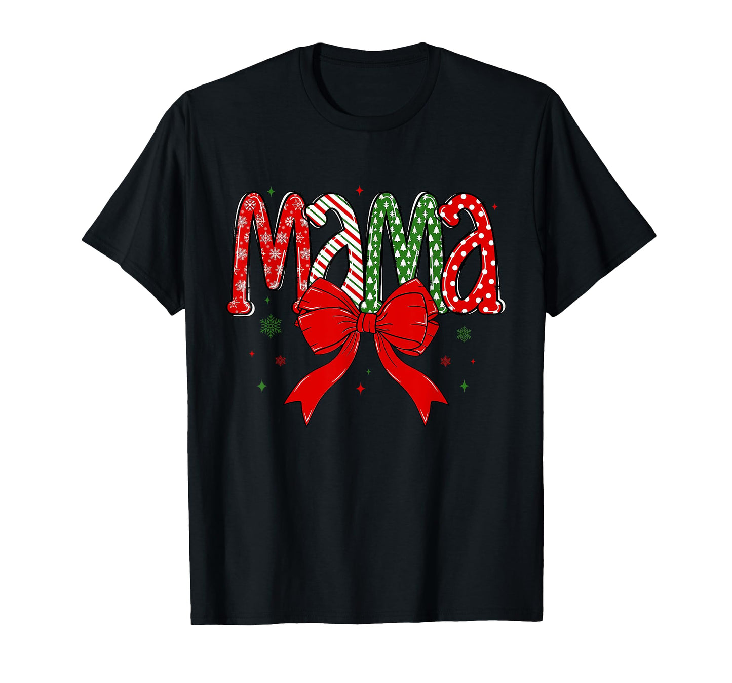 Christmas Mama Coquette Mama Claus Varsity Xmas Checkered T-Shirt