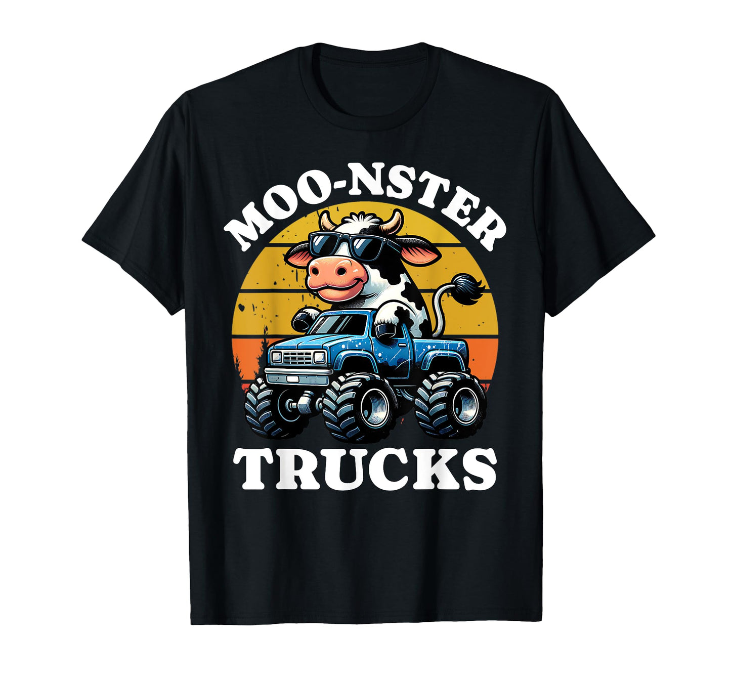 Moo Cow Monster Truck Boys Kids Farm Animals Cute Pun T-Shirt
