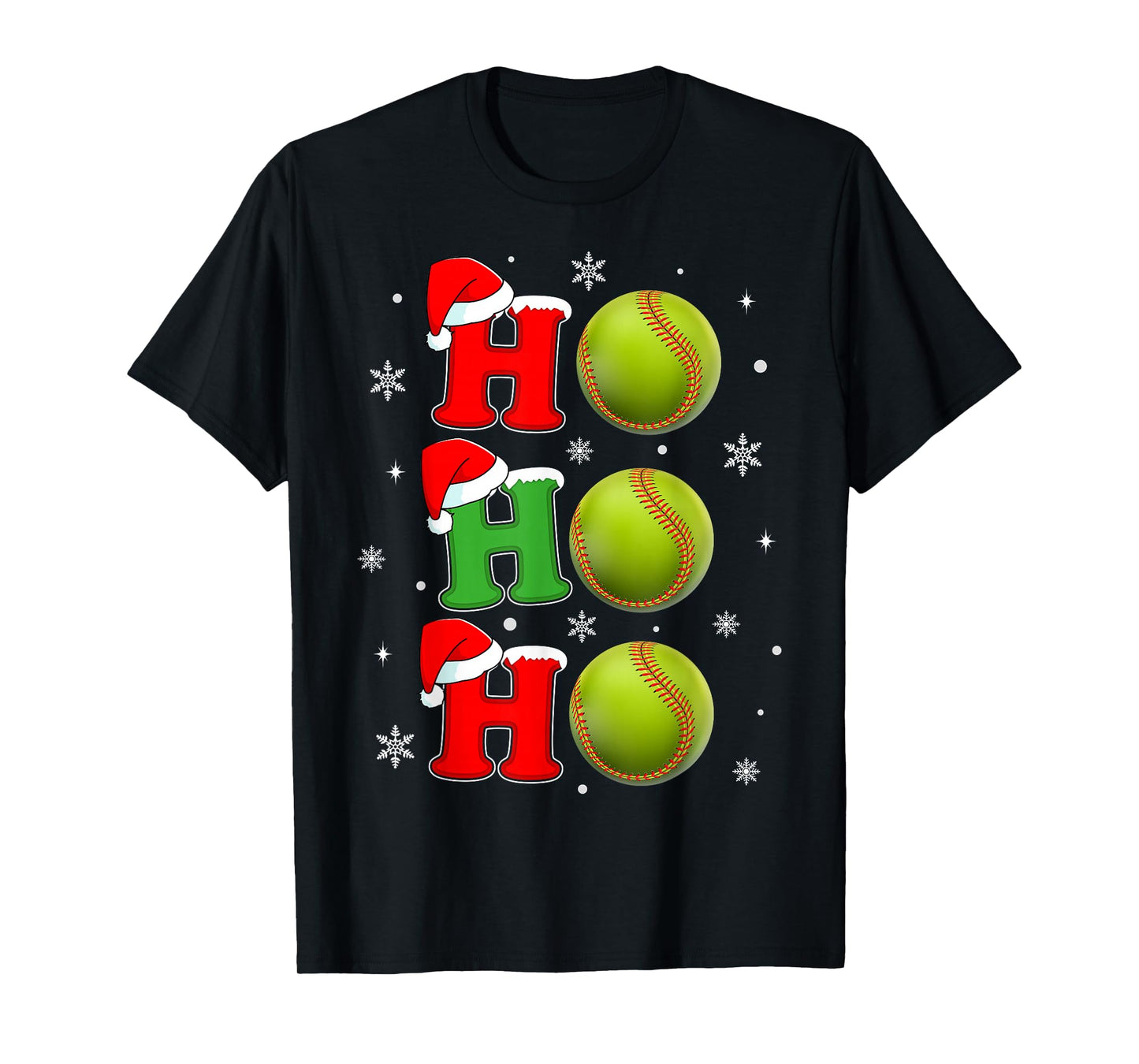 Ho Ho Ho Santa Softball Christmas Funny Sports Player Xmas T-Shirt