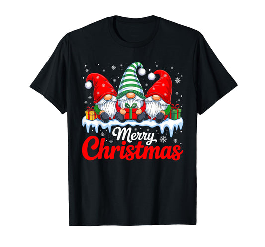 Merry Christmas Gnomes Red Santa Hat Xmas Family Men Women T-Shirt