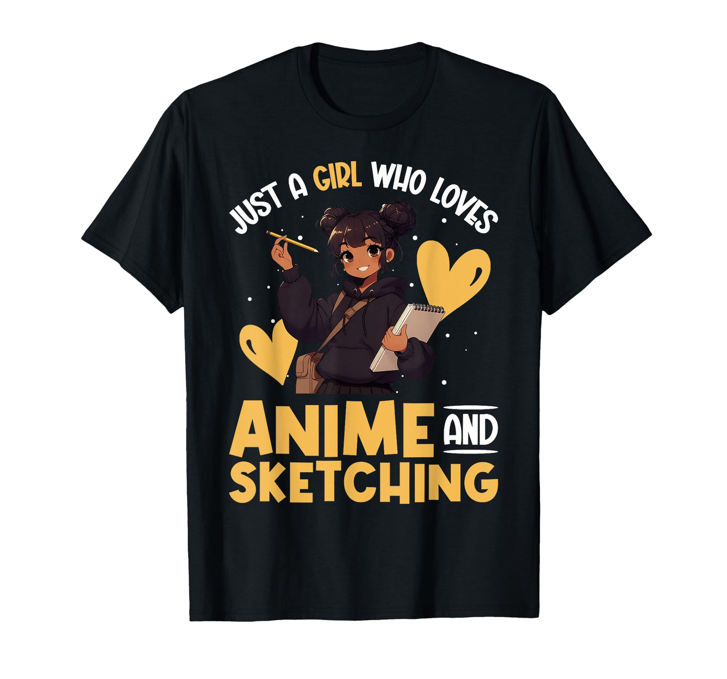 Just A Girl Who Loves Anime And Sketching Afro Anime Merch T-Shirt