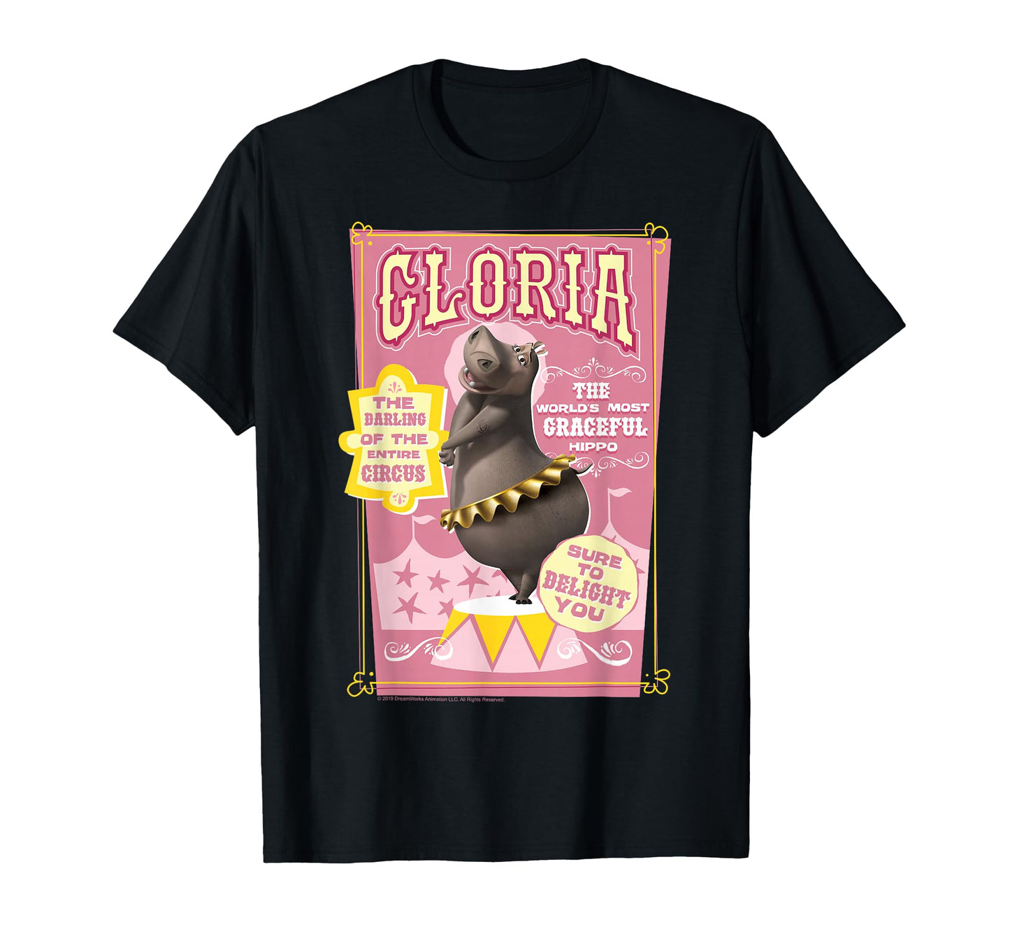 Madagascar Gloria Circus T-Shirt, Men's Black Small Classic Fit Crew Neck Short Sleeve T-Shirt