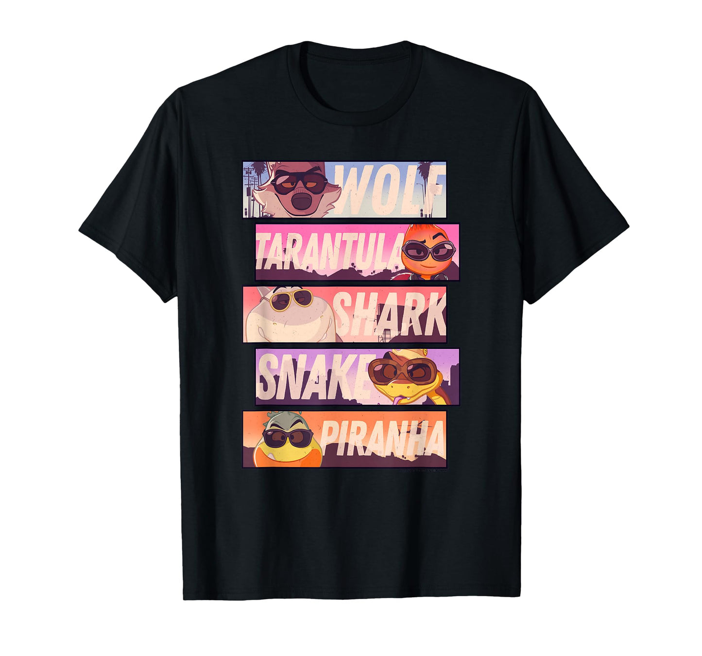 The Bad Guys Sunglasses Character Stacked Panels T-Shirt