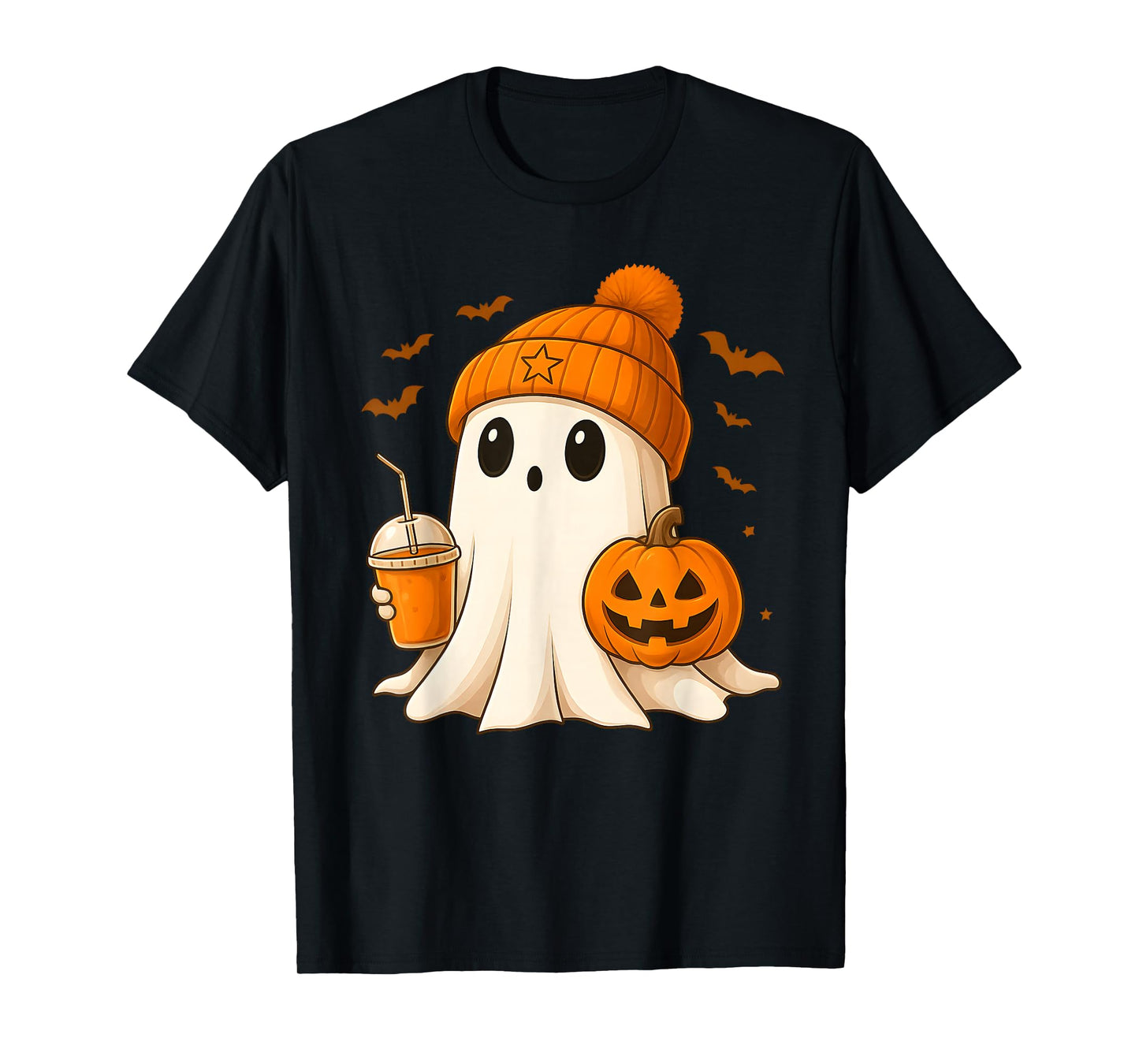 Halloween Cute Ghost Drink Pumpkin Men Women Halloween Ghost T-Shirt