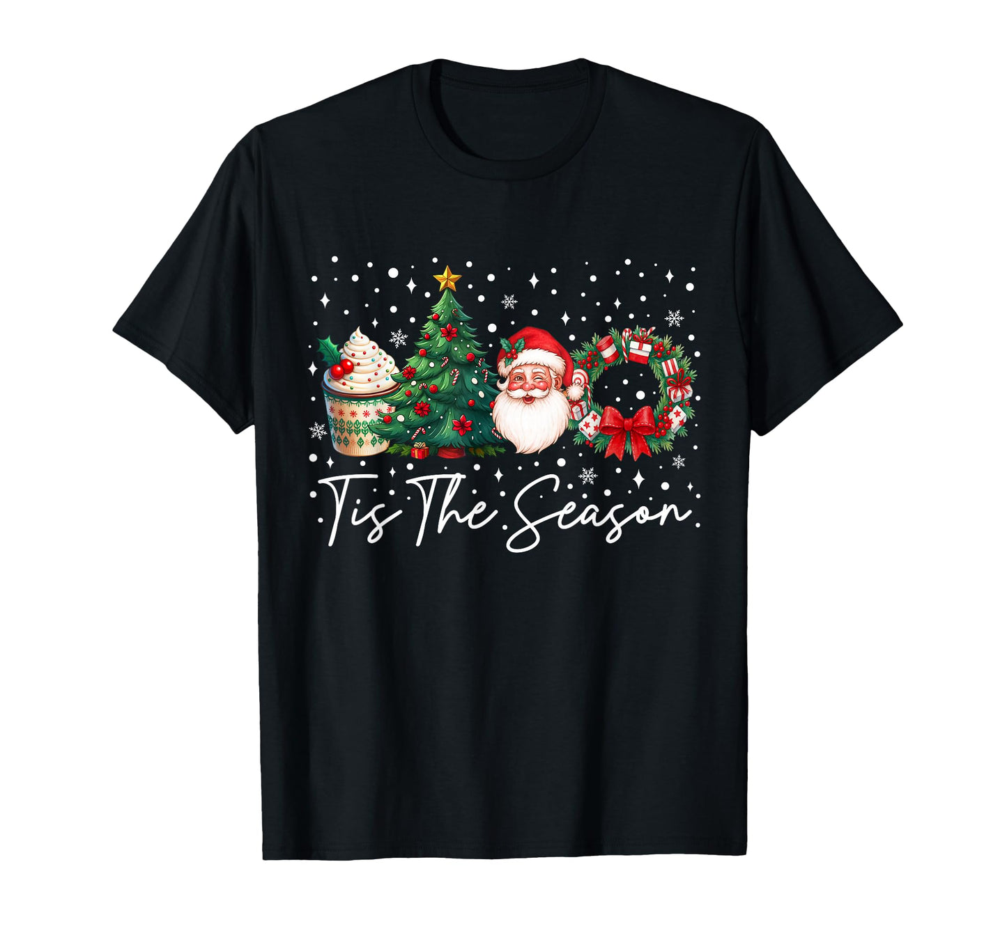 Tis The Season Santa Coffee Christmas Tree Matching Family T-Shirt