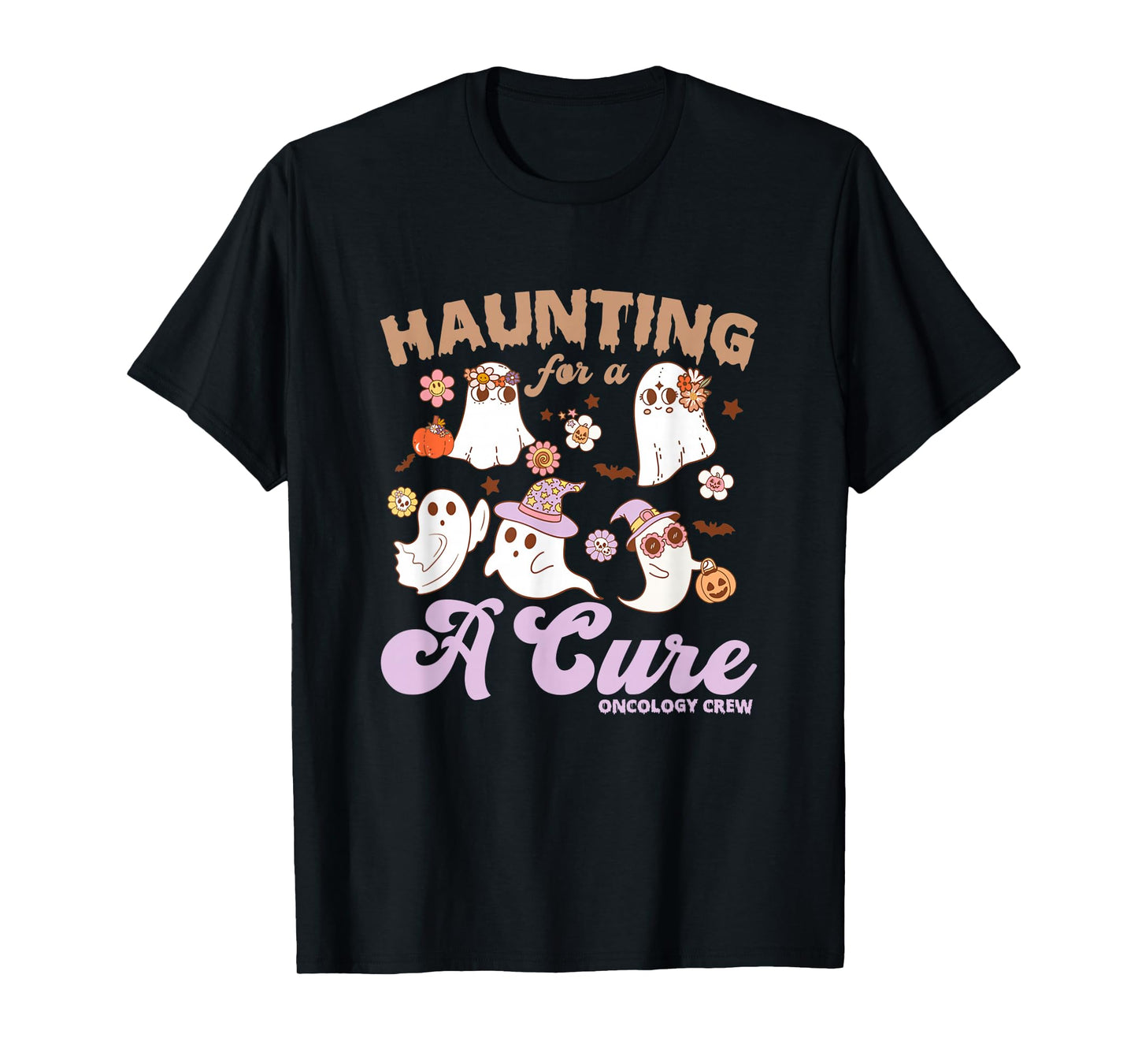 Oncology Nurse Halloween, Haunting For A Cure Oncology Crew T-Shirt