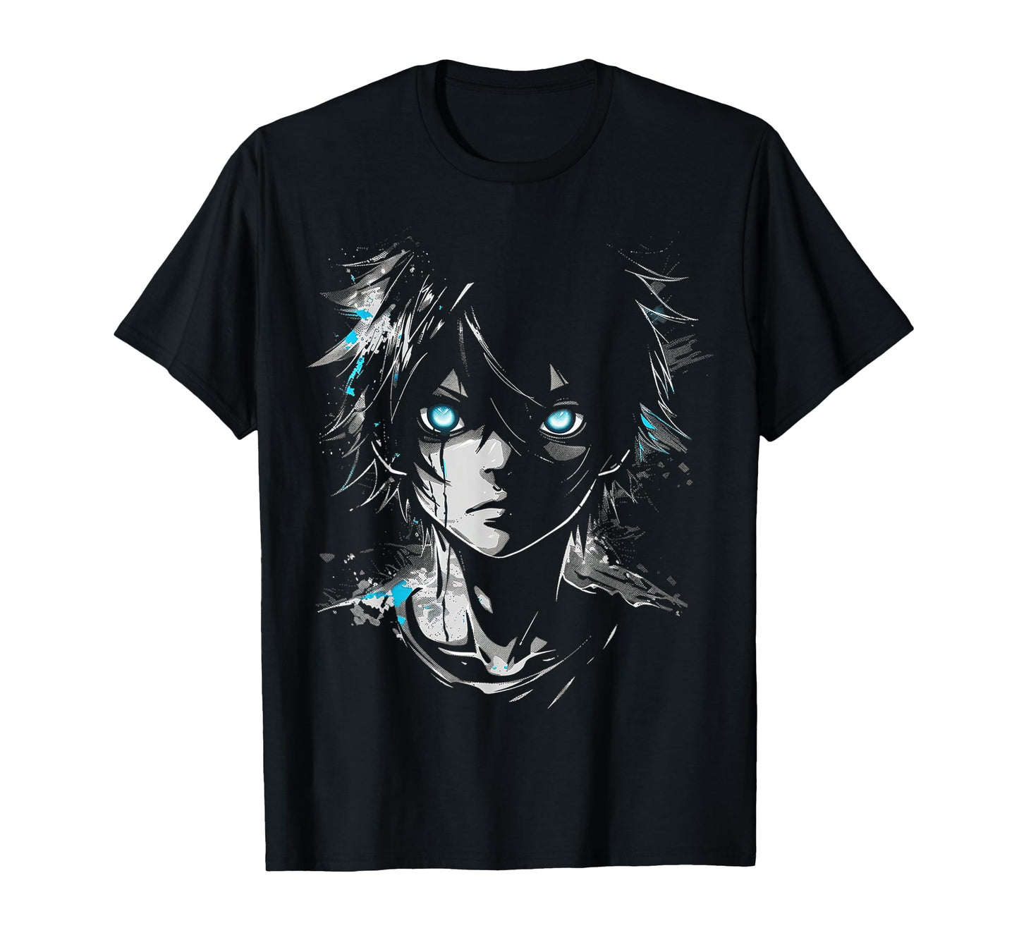 Anime Manga Motif Blue-Eyes Illustration Anime T-Shirt
