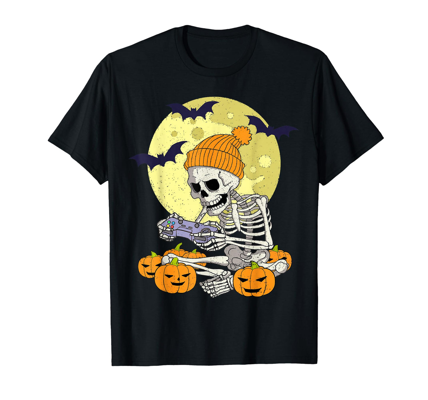 Funny Halloween Skeleton Gamer Video Games Boys Mens Gaming T-Shirt