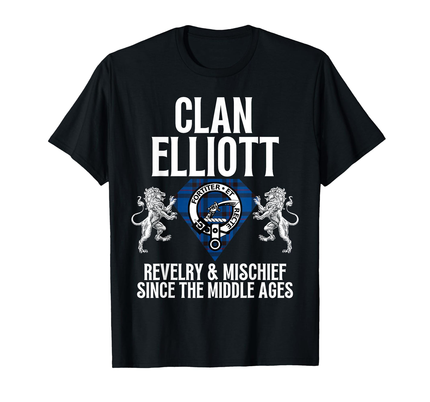 HighlandFour Elliott Clan Scottish Name Coat Of Arms Tartan Family Party T-Shirt