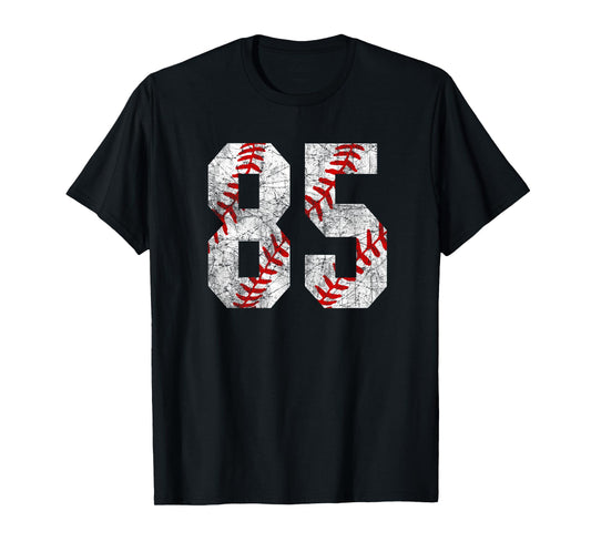 Distressed Baseball Number 85 Jersey Uniform Player Fan T-Shirt